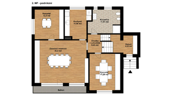 Půdorys 2.NP. - PODNIKÁNÍ - Prodej domu 210 m², Havířov