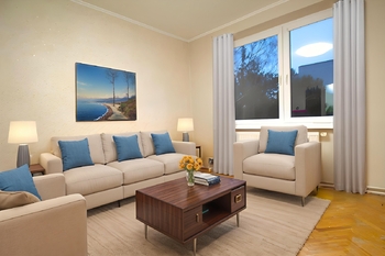 vizualizace obývací pokoj - Prodej bytu 3+1 v osobním vlastnictví 88 m², Uherské Hradiště