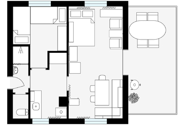 Půdorys 2D - Prodej chaty / chalupy 35 m², Bojanov