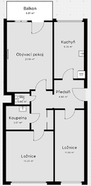 Prodej bytu 3+1 v osobním vlastnictví 65 m², Praha 4 - Háje