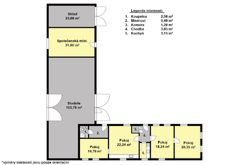 orientační půdorys - Prodej chaty / chalupy 90 m², Polní Chrčice