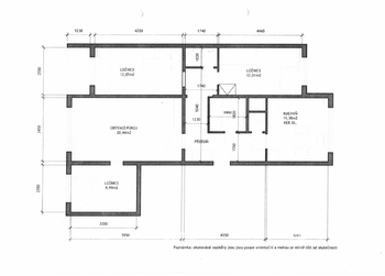 Půdorys - Pronájem bytu 4+1 v osobním vlastnictví 89 m², Praha 4 - Modřany