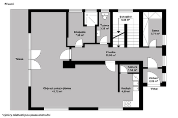 Orientační půdorys přízemí - Prodej domu 150 m², Městec Králové