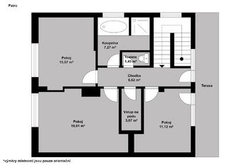 Orientační půdorys patra - Prodej domu 150 m², Městec Králové