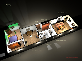 3D půdorys - Prodej domu 156 m², Kočín
