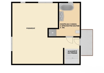 Půdorys podkroví - Prodej domu 170 m², Karolinka