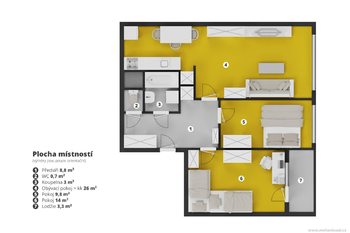 Pronájem bytu 3+kk v osobním vlastnictví 65 m², Praha 10 - Petrovice