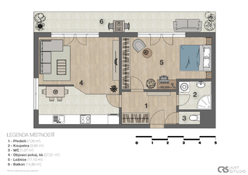Prodej bytu 2+kk v družstevním vlastnictví 69 m², Jesenice