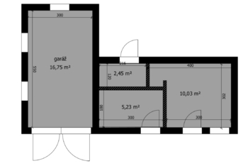 orientační půdorys přístavby na zahradě - Prodej domu 87 m², Starý Kolín