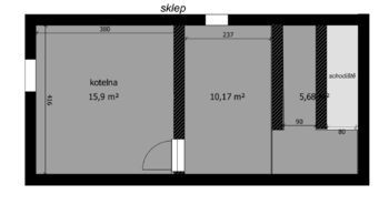 orientační půdorys sklep - Prodej domu 87 m², Starý Kolín