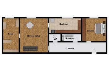 Vizualizace_bytu - Pronájem bytu 3+1 v osobním vlastnictví 59 m², Praha 10 - Vinohrady 