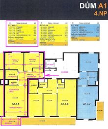 Půdorys bytu - Pronájem bytu 3+kk v osobním vlastnictví 78 m², Kladno