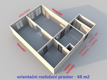 orientační rozložení prostoru ... - Pronájem kancelářských prostor 58 m², Havlíčkův Brod