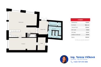 Půdorys přízemí (1. NP) - Pronájem restaurace 167 m², Bělá pod Bezdězem