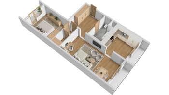 Půdorys - Prodej bytu 2+1 v osobním vlastnictví 77 m², Hradec Králové