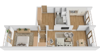 Půdorys - Prodej bytu 2+1 v osobním vlastnictví 77 m², Hradec Králové