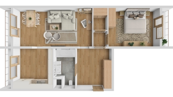 Půdorys - Prodej bytu 2+1 v osobním vlastnictví 77 m², Hradec Králové