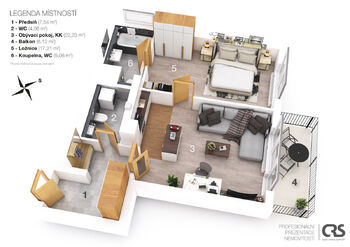 Prodej bytu 2+kk v osobním vlastnictví 64 m², Praha 5 - Stodůlky