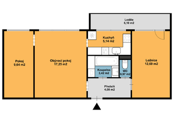 Prodej bytu 3+1 v družstevním vlastnictví 60 m², Praha 9 - Střížkov