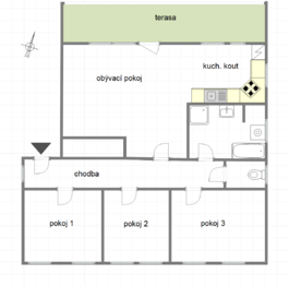 plánek - Pronájem bytu 4+kk v osobním vlastnictví 95 m², Bystřany