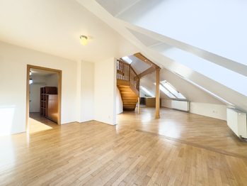 Obývací prostor se vstupem do pokoje - Prodej bytu atypický v osobním vlastnictví 160 m², Praha 5 - Smíchov