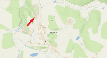 mapa - Prodej chaty / chalupy 50 m², Hradce