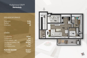 Prodej bytu 3+kk v osobním vlastnictví 76 m², Praha 10 - Štěrboholy