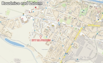 Mapa s vyznačením bytu na prodej - Prodej bytu 2+kk v družstevním vlastnictví 40 m², Roudnice nad Labem