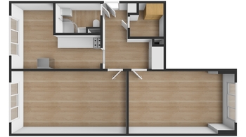 Půdorys - Prodej bytu 2+1 v osobním vlastnictví 67 m², Chodov