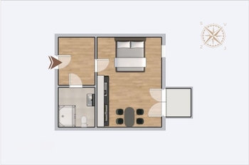 1+kk - dispozice 34 m2 + 2,8 m2 balkon ... - Pronájem bytu 1+kk v osobním vlastnictví 34 m², Havlíčkův Brod