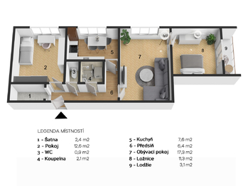Pronájem bytu 3+1 v družstevním vlastnictví 65 m², Ostrava