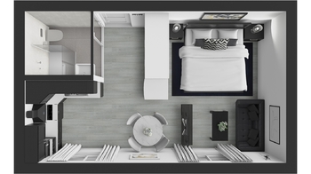 varianta rozmístění vybavení - Prodej bytu 1+kk v osobním vlastnictví 32 m², Kladno