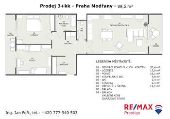 Prodej bytu 3+kk v osobním vlastnictví 111 m², Praha 4 - Modřany