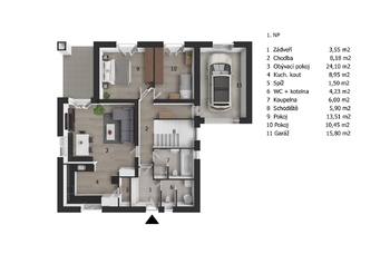 Půdorys 1NP - Prodej domu 170 m², Obříství