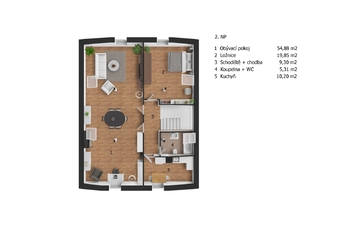 Vizualizace 2NP - Prodej domu 170 m², Obříství