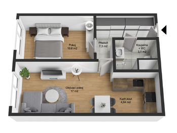 Pronájem bytu 2+kk v osobním vlastnictví 45 m², Praha 9 - Horní Počernice