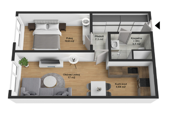 Pronájem bytu 2+kk v osobním vlastnictví 45 m², Praha 9 - Horní Počernice