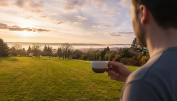 s ranní kávou na terase domu - Prodej pozemku 1335 m², Babice nad Svitavou