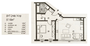Pronájem bytu 2+kk v osobním vlastnictví 57 m², Praha 10 - Vršovice