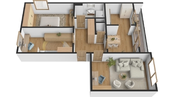 Půdorys bytu 3+1 - Prodej bytu 3+1 v osobním vlastnictví 74 m², Pardubice
