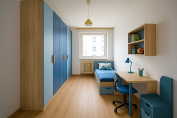 Vizualizace pokoje - dětský pokoj - Prodej bytu 3+1 v osobním vlastnictví 74 m², Pardubice