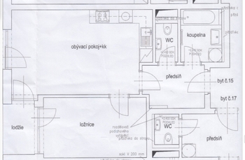 Půdorys - Pronájem bytu 2+kk v osobním vlastnictví 48 m², Praha 8 - Bohnice
