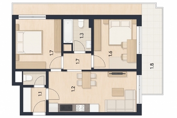 Pronájem bytu 3+kk v osobním vlastnictví 90 m², Praha 3 - Strašnice