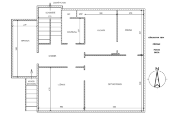 Půdorys přízemí - Prodej domu 150 m², Rakovník
