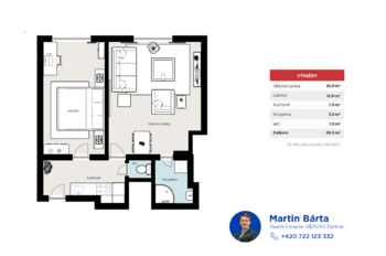 Prodej bytu 2+1 v osobním vlastnictví 53 m², Praha 5 - Košíře