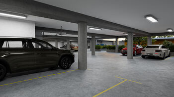 Vizualizace parkoviště v 1.NP - Prodej bytu atypický v osobním vlastnictví 237 m², České Budějovice