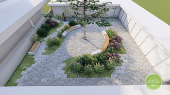 Vizualizace - návrh zeleného vnitrobloku - Prodej bytu atypický v osobním vlastnictví 237 m², České Budějovice