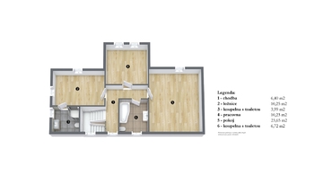 Půdorys patro - Prodej ubytovacího zařízení 160 m², Horní Brusnice