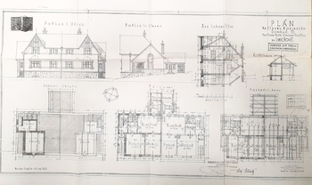 Plán na stavbu rodinného domku, Freiwald a Böhm 1921 - Prodej domu 210 m², Praha 5 - Smíchov