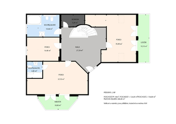 Půdorys 2.NP - Prodej domu 328 m², Praha 9 - Horní Počernice